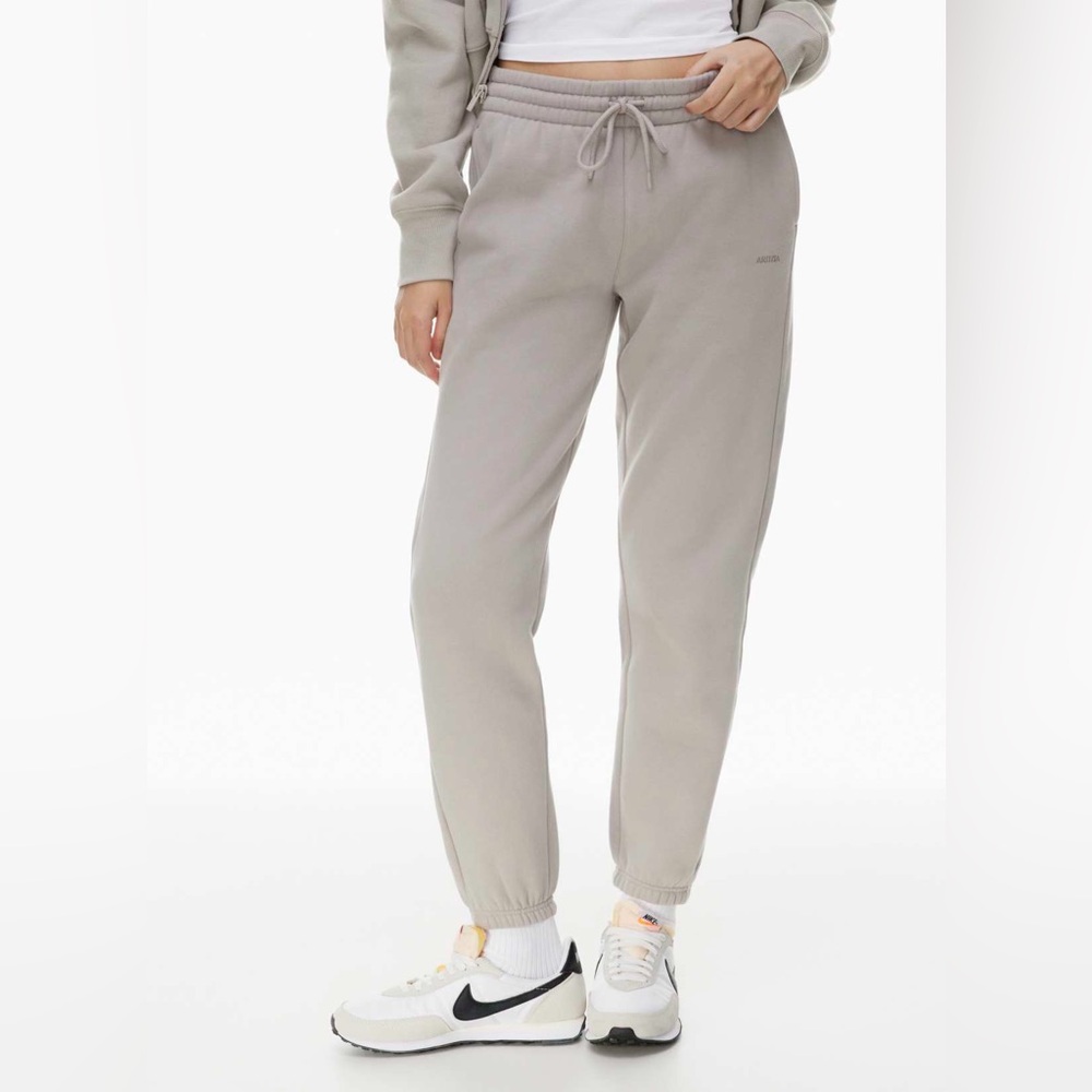 Aritzia TNA Cozy Fleece Boyfriend Drawstring Cuffed Sweatpants Overdye Ashen